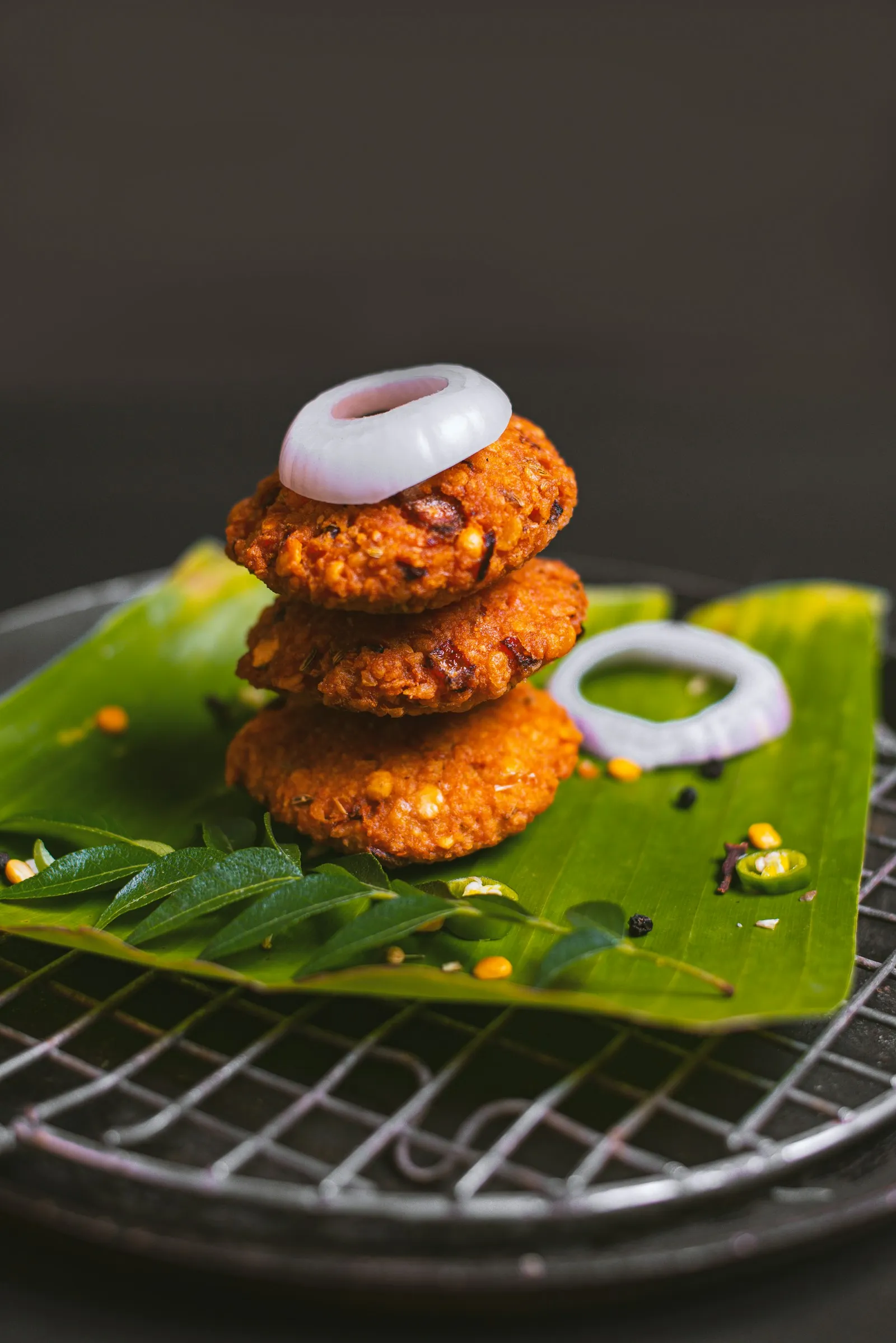 Traditional Kerala snacks served on a fresh banana leaf.